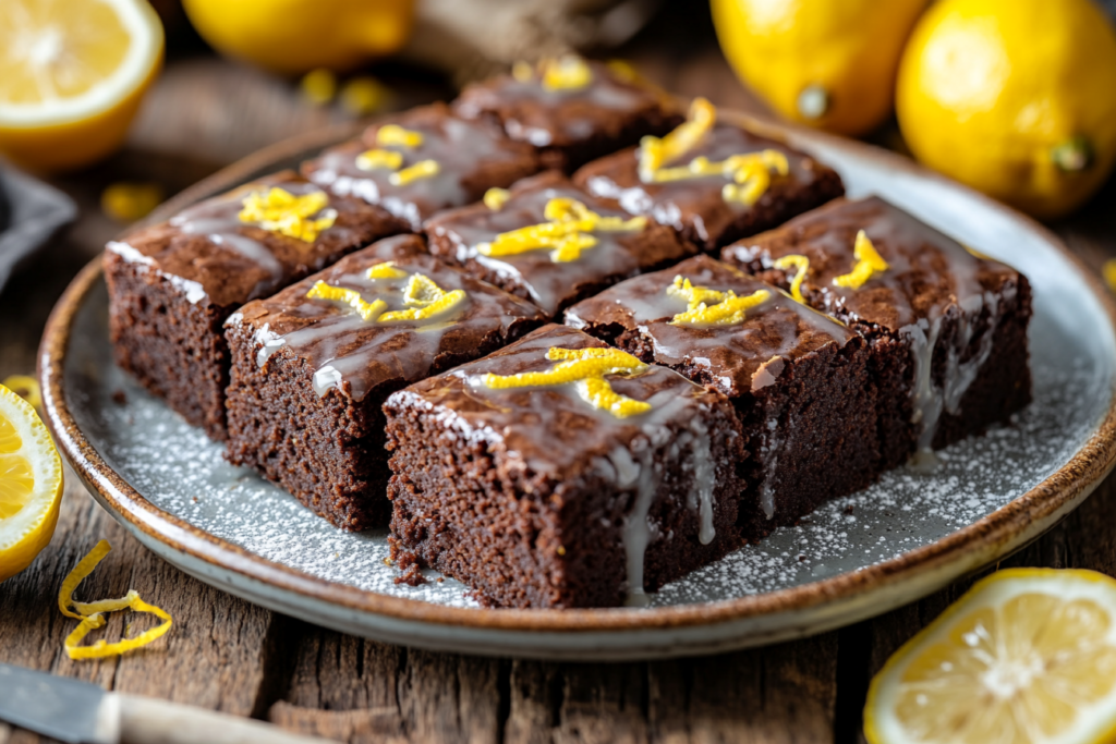 _A_plate_of_freshly_baked_lemon_brownies_cut_into