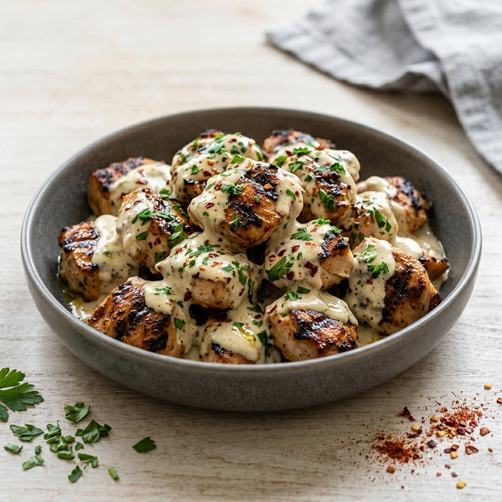 post Grilled Chicken Bites with Creamy Garlic Sauce: Easy 30-Minute Recipe
